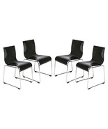 LeisureMod 32.40 in. Lima Modern Acrylic Chair Transparent Black - Set of 4 - €502,14 EUR