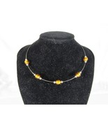 Wire Choker Necklace Gold to Amber Beads - $8.08 CAD