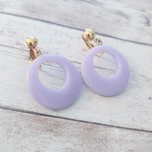 Vintage Clip On Earrings Light Purple Retro Dangle Earrings - £12.04 GBP