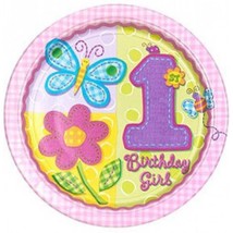 1st Birthday Hugs and Stitches Girls Lunch Plates Birthday Party Supplies 8 Ct - £6.39 GBP