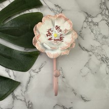 Vintage Y2k Pink Flower Wall Hook 3D Sculpted Key Home Decor Pastel - $19.79