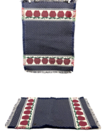 Vintage Country Apple Fabric Placemats Fringed 20.25x 14.25 in Red White... - $9.45