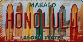 Honolulu Surfboards Hawaii State Background Novelty Metal License Plate ... - $282.49 MXN