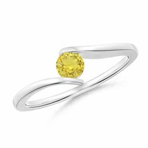 ANGARA Bar-Set Solitaire Round Yellow Sapphire Bypass Ring for Women in 14K Gold - £344.89 GBP
