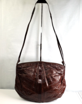 Vintage 1970&#39;s Chocolate Brown Genuine EEL Skin Shoulder Bag Purse Suede... - $51.11 CAD