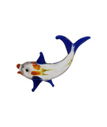 Vintage Hand Blown Art Glass Fish Blue w Orange Figurine - $228.25 MXN