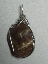 .925 SS Wire Wrapped Petrified Wood Pendant by Jemel - £25.73 GBP