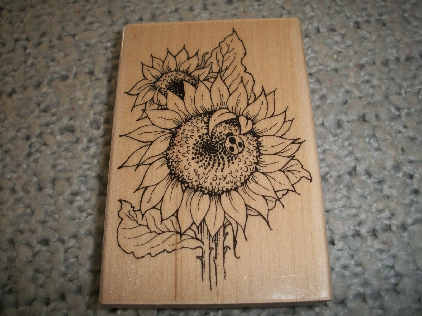 Sunflower Ladybug Rubber Stamp - $20.00
