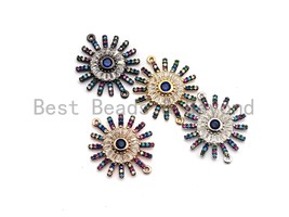 Colorful CZ Micro Pave Sunflower Starburst Connector for Bracelet/Necklace, - $6.50