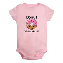 Donut Wake Me UP Funny Romper Newborn Baby Bodysuit Infant Jumpsuit Kids Outfits - £8.37 GBP+