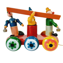Brio Kouvalias Vintage Wooden Toy Clowns Push Pull Figurines - £39.54 GBP
