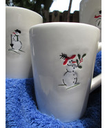 Set of 6 Williams-Sonoma Snowman Holiday Christmas Xmas Coffee Mugs Cups... - £41.22 GBP