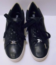 Michael Kors Women&#39;s Leather Casual Running Shoes Sneakers Black Lace Up Sz 7.5 - £48.67 GBP