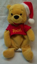 Walt Disney Winnie The Pooh Bear W/ Santa Hat 7" Bean Bag Stuffed Animal Toy - £11.68 GBP