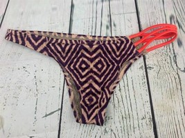 Brazilian Bikini Swim Bottom Size Medium Multicolor Leopard Purple Pink - £14.96 GBP