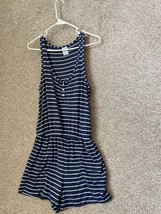 Stars Above Blue Striped Romper One Piece Sleeveless Shorts Size Small - £17.86 GBP