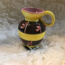 Elbee Italy Miniature Ceramic Pitcher  Jug Yellow Black Signed Numbered ... - $18.70