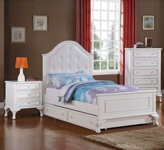 Jesse Youth Panel Bedroom Set (Full Bed, Chest, Nightstand &amp; Trundle) White - £934.19 GBP
