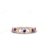 Blue Sapphire Gemstone Women Band Ring, 925 Sterling Silver Heart Jewelry - $54.00