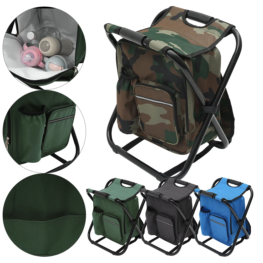 2 In1 Folding Fishing Chair Bag Camping Fishing Chair Sturdy Comfortable Stool - £41.88 GBP+