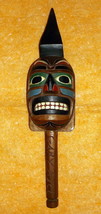 Gary Rice Hand Carved Painted Wood Ceremonial Style Signed Ravens Rattle Vintage - $595.00