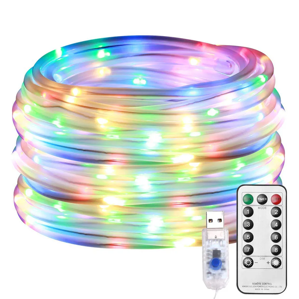 Pe tube lights 33ft 100 led indoor outdoor light rope and string usb powered waterproof thumb200