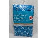 Vintage Peva Flannel Blue Table Cloth 52&quot; X 90&quot; - £31.02 GBP