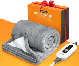 Rovify 2X Warmth Heated Blanket w/Lager Dense Area, Ultra Soft Safe Twin Gray - £21.44 GBP