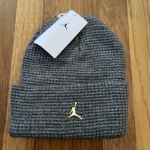 Air Jordan Beanie Mens Knit Cuff Carbon Grey Gold Metal Jumpman DM8272 0... - $28.61