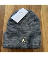 Air Jordan Beanie Mens Knit Cuff Carbon Grey Gold Metal Jumpman DM8272 0... - £22.51 GBP