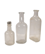 Lot of 3 Antique Bottles 1 Flask 2 Medicine Style Clear Glass - €6,99 EUR