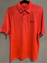Medium UNDER ARMOUR Polo Shirt-COLDBLACK’ Orange-HeatGear S/S Mens EUC - £11.83 GBP