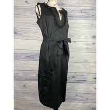 Talbots Sleeveless Black Dress Womens 12 Loop V Neck Tie Waist Zip Back ... - $31.50