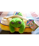 mushabelly chatter blanket roll 50”x50” green frog with yellow blanket - £30.35 GBP