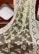 Lime Green Embroidered Tulle Dupatta Chikankari Bridal Wedding Fabric DP1049 - £24.31 GBP