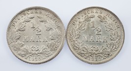 Plein De 2 Allemand 1/2 Mark Pièces (1915-A Et 1915-F) Au - Uncirculated Km #17 - £33.13 GBP