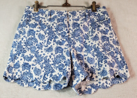 J. McLaughlin Shorts Womens Size 2 Navy White Paisley Cotton Pockets Flat Front - £17.08 GBP