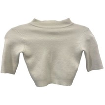 PRINCESS POLLY Women&#39;s White 1/4 Sleeve Crop Soft High Neck Sweater Top ... - £6.71 GBP