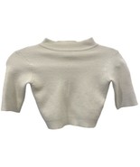 PRINCESS POLLY Women&#39;s White 1/4 Sleeve Crop Soft High Neck Sweater Top ... - £6.73 GBP