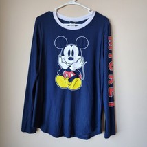 Mickey Mouse Long Sleeve Tee T-Shirt Juniors Size Large Disney Blue - £7.56 GBP
