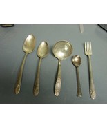 Silver plate gravy ladle, serving spoon, serving fork 5 misc pieces - £8.51 GBP