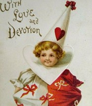 Valentines Day Postcard Clown Love &amp; Devotion Unsigned Ellen Clapsaddle Germany - £16.65 GBP