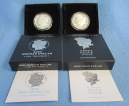 2023 S PROOF MORGAN &amp; PEACE SILVER DOLLAR 2-COIN SET IN HAND AND READY T... - $184.95