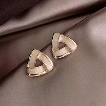 LATS Geometric Triangle Gold colour Stud Earrings Simple Oil Dripping Earrings f - £6.68 GBP