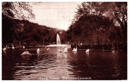 Frog Pond Boston Common Massachusetts Postcard Posted 1908 - £5.41 GBP