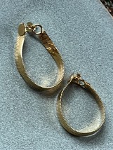 Flattened Snake Chain Goldtone HOOP Earrings for Pierced Ears – 1.5 x 0.... - £11.76 GBP