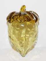 Stunning Crackle Glass Acorn Yellow With Iridescent Luster SCULPTURE/PAPERWEIGHT - £22.97 GBP