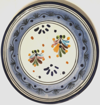 Vintage Art. Liceagui Sin Plomo Mexico Floral Cobalt Blue Pottery Plate 11.5&quot; - $17.79