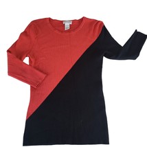 Carmen Marc Valvo Womens Red Black Asymmetrical Colorblock Sweater Size ... - £9.18 GBP