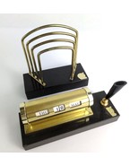 Vtg New Diamond Brass Onyx Stone Perpetual Calendar &amp; File Mail Holder D... - $794.99 MXN